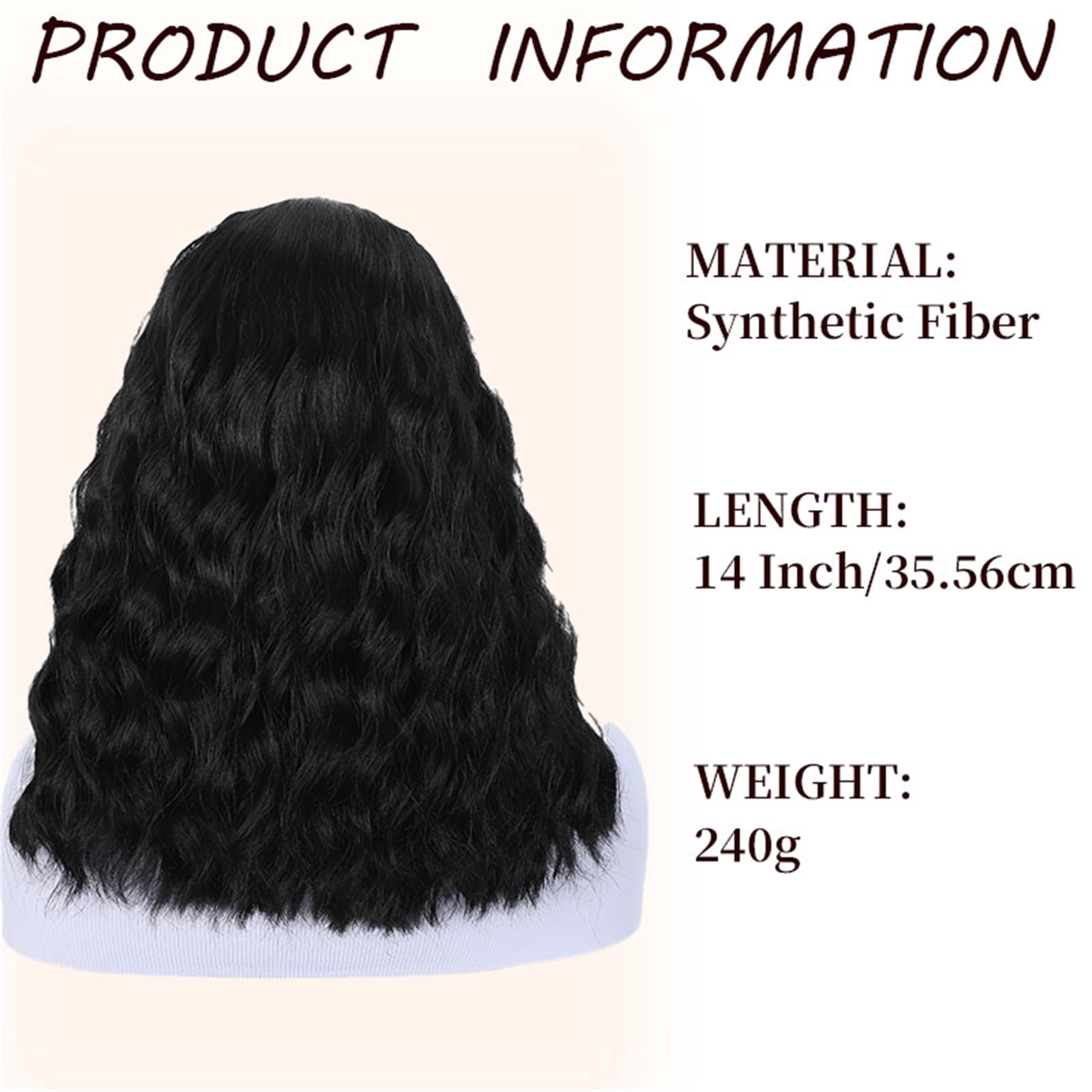 More Beautiful 14 Inch Wavy Lace Front Wig, 6 Inch Middle Part Natural Black Synthetic Wig for Women 1B#