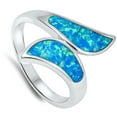 thumbnail image 4 of Whale Tail Crescent Moon Blue Simulated Opal Ring .925 Sterling Silver Band CZ Female Size 10, 4 of 4