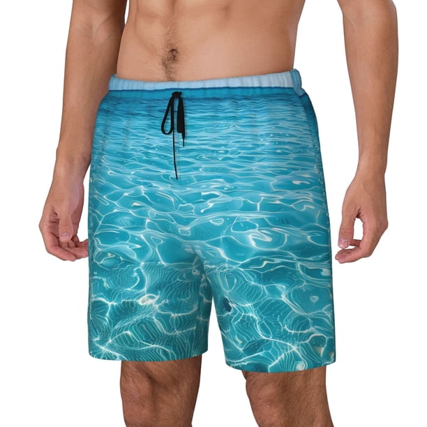 Balery Crystal Clear Ocean Waves Bañador para hombre, shorts de playa de secado rápido con entrepierna y forro de compresión-Medium