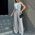 thumbnail image 6 of BYHONG Womens Elegant Solid Color Suit Vest Tank Cardigan Pockets Tops Wide Leg Pants Suit Womens Pant Suits Grey XL, 6 of 9