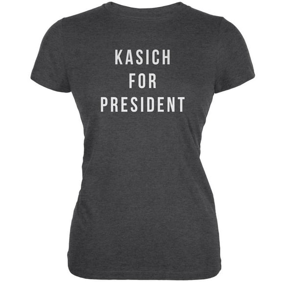 Election 2016 Kasich For President Dark Heather Juniors Soft T-Shirt - Medium