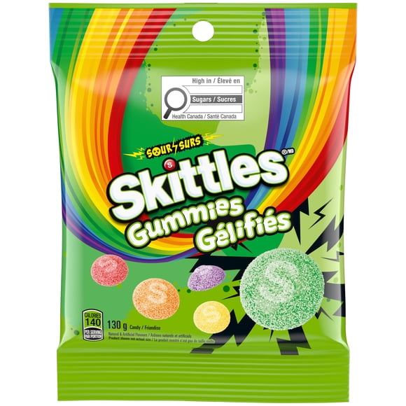 SKITTLES Sour Gummies Chewy Candy, 130g