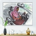 thumbnail image 2 of Designart 'Arabian Lady Driving A Car III' Modern Framed Canvas Wall Art Print, 2 of 5