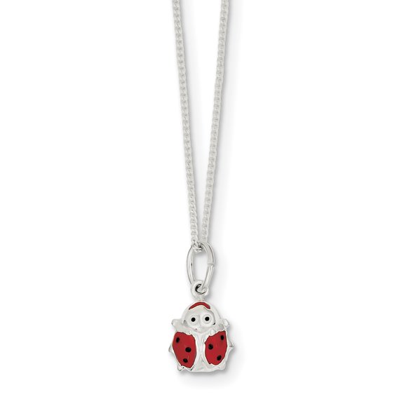 Sterling Silver Enameled Ladybug Necklace