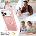 thumbnail image 3 of Magnetic for iPhone 17 Pro Case, Shock-Absorbent Anti-Fingerprint Matte Protective Back Cover with Ring Kickstand, Anti-Scratch PC+TPU Non-Slip Slim Wireless Charging Phone Case, Pink, 3 of 6