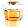 thumbnail image 1 of 1L glass carafe, glass teapot with lid, for iced tea, wine, coffee, milk and juice, microwave and electric stovetop safe, 1 of 5