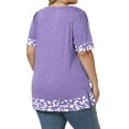 thumbnail image 3 of Womens Plus Size Tops Fashion 2025 Cute Summer Print Color Block Shirts Short Sleeve Tshirts Purple 4X, 3 of 5