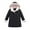 Black, variant on AUNVITO 2025 Trendy New Children's Solid Color Winter Down Long Sleeved Hooded Jacket Children's Long Sleeved Hooded Casual Outdoor Jacket
