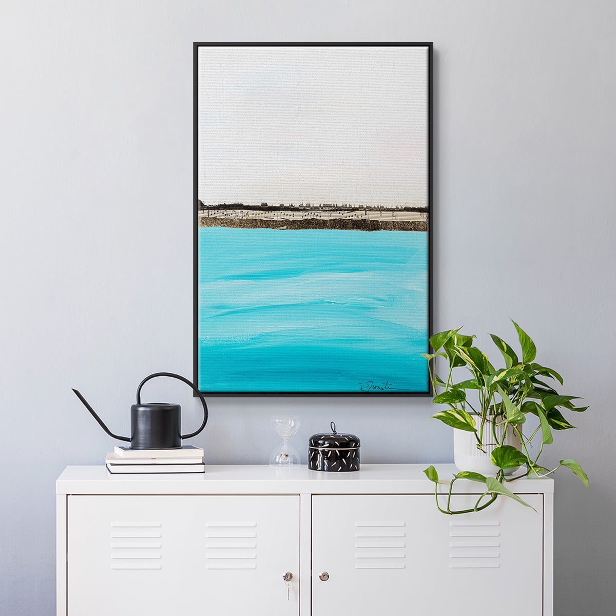 Harmony in Turquiose Framed Premium Gallery Wrapped Canvas - Ready to Hang