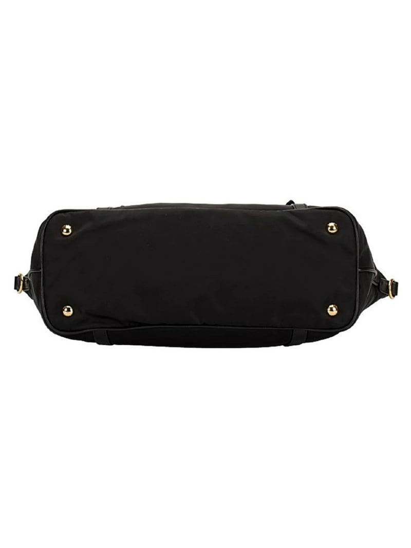 Prada Tessuto Nylon Saffiano Leather Black Top Zip Tote Bag