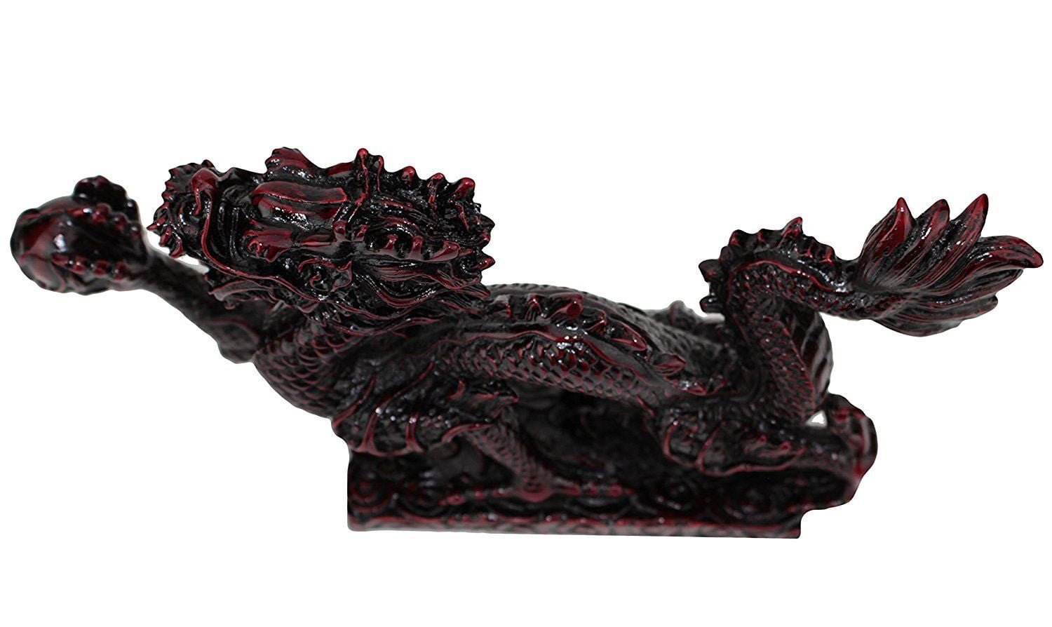 Smiling JuJu Red Dragon Statue Figurine with A Dragon Ball In Craw, 9 inch, Red