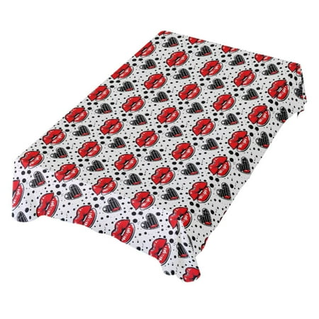 

JSTEL Red Lips Heart Polka Dots Table Cloth Rectangle 60 x 120 Inch Tablecloth Anti Wrinkle Table Cover for Dining Kitchen Parties