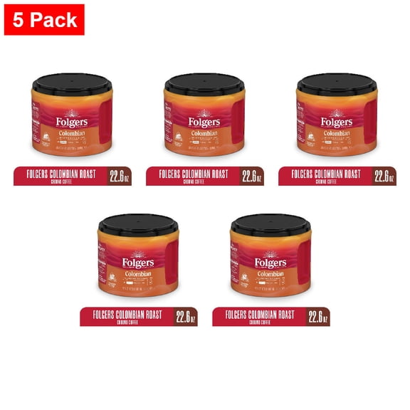 Folgers Colombian Ground Coffee, Medium Roast 22.6 oz - 5 Pack