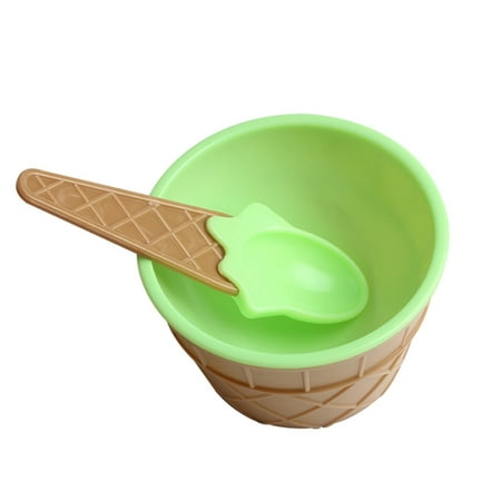 

YeccYuly 2Pcs Lovely Ice Cream Dessert Bowl Spoon Tableware Kid Party Dinnerware Supplies Ice Cream and Popsicle Theme Party Supplies for Girls Birthday Tableware