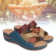 thumbnail image 4 of huanledash Women Summer Casual Hollow Cross Bandage Opened Toe Wedge Slippers Sandals Shoes, 4 of 7