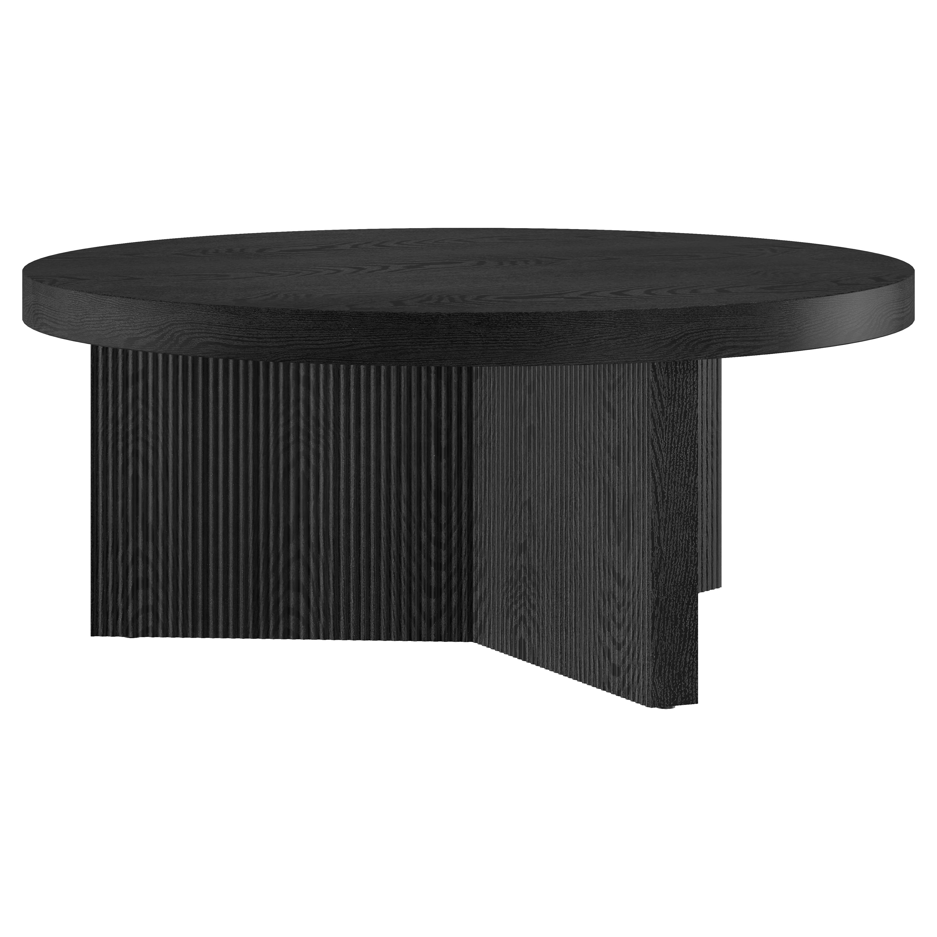 Evelyn&Zoe Holm 36" Wide Round Coffee Table, Black Grain