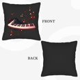 thumbnail image 6 of Set of 2 18x18in Throw Pillow Covers with Artistic Piano Keyboard Design Vibrant Musical Notes in Red & Orange on Dark Background, 6 of 8