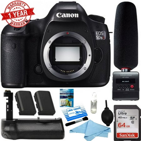 New Canon EOS 5DS R 50.6MP DSLR Camera (Body) + Tascam Audio Recorder & Microphone Kit