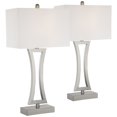 thumbnail image 2 of 360 Lighting Roxie 31" Tall Large Modern End Table Lamps Set of 2 WiFi Smart Socket Sculptural Brushed Nickel Finish Metal Living Room, 2 of 8