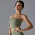 thumbnail image 5 of SWSMCLT Women's Crop Tube Top Tube Top Ruched Summer Casual Light Soft Tight Yoga Fitted Sexy Strapless Top Green X-Large, 5 of 5