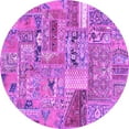 thumbnail image 1 of Ahgly Company Indoor Round Patchwork Purple Transitional Area Rugs, 7' Round, 1 of 4