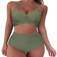thumbnail image 1 of Women‘s Cross Bikini Set High Waist Wrap Two Piece Tummy Control Bathing Suits Push Up Swimsuits, 1 of 6