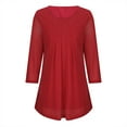 thumbnail image 3 of Women's 3/4 Sleeve Trendy Tunic Tops, Casual Loose Floral Blouses, Fashion Mesh Pleated Layered Shirt, 3 of 5