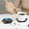thumbnail image 6 of Balery 4 Pcs Spooky Halloweenleather Coasters Set, Drink Table Cup Coasters For Living Room Kitchen Coffee Decor, 6 of 9