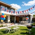 thumbnail image 4 of Ensemble de Décorations de Fête de la Fête de l'Indépendance avec Fleurs en Éventail de Papier, Drapeaux Étoilés, Ballons Rouges Blancs Bleus, Nappe et Fanion pour Célébrations de Juillet, 4 of 6