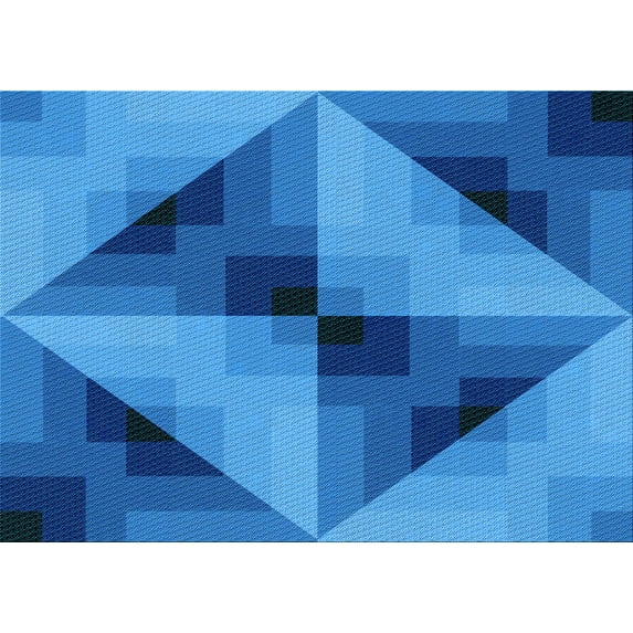 Ahgly Company Machine Washable Indoor Rectangle Transitional Blue Area Rugs, 4' x 6'