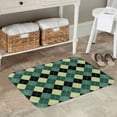 thumbnail image 7 of Rateoe Green Squares Pattern Flannel Door Mat Indoor Outdoor Entrance, Waterproof All-Weather Doormat,Fade Resistant, Low Profile Entryway Mat 16x24in, 7 of 7