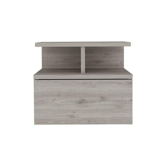 12 in. One Drawer Faux Wood Nightstand, Light Gray