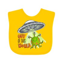 Inktastic Out of This World Cute Green Alien Ufo Boys or Girls Baby Bib