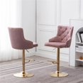 thumbnail image 3 of Brightcast Tabourets de Bar en Velours Capitonné Doré 2 Pcs Rose, 3 of 3