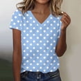 thumbnail image 2 of Summer Blouses for Women Polka Dot Print Shirt Short Sleeve V Neck Tshirts Trendy Dressy Casual Tops Blusas Mujer Basicas, 2 of 5