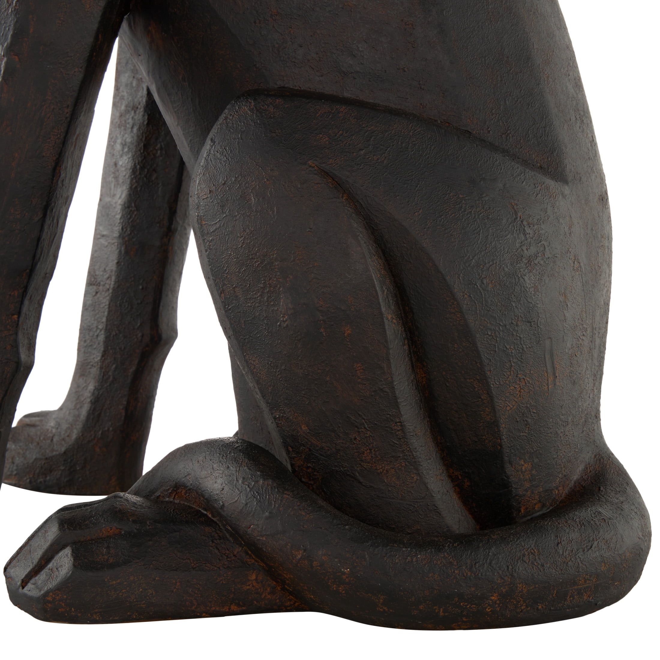 10" x 30" Dark Brown Resin Sitting Dog Sculpture with Copper Shadings, by DecMode