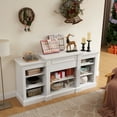 thumbnail image 6 of Miekor Furniture Media Console Table with Large Storage Cabinet, Modern TV Media Entertaionment Stand, White, 65.75"W*17"D*32.48"H 31806, 6 of 11