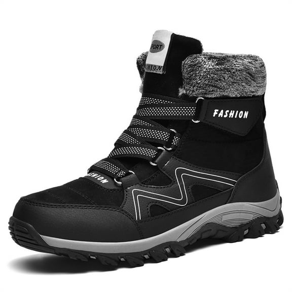 YOURDIARY Snow Boots for Men Women Warm Lined Faux Fur Ankle Booties Outdoor Waterproof Hiking Shoes