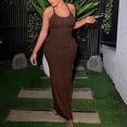 thumbnail image 2 of Gaecuw Dresses for Wedding for Women Crew Neck Bodycon Dresses Sleeveless Champagne Dresses Ankle Length Long Dresses Party Dress Strappy Prom Dresses Flowy Graduation Dresses Solid Semi Formal Dress, 2 of 9