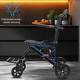 thumbnail image 4 of Mohsoe Foldable Lightweight Wheelchair for Adults, Carbon Steel Ultra Light Frame, 220LB Capacity, Big All-Terrain PU Wheels with Springs, 360° Rotatable Casters, Safety Belt, Pull Bar, 32 x 20in, 4 of 10