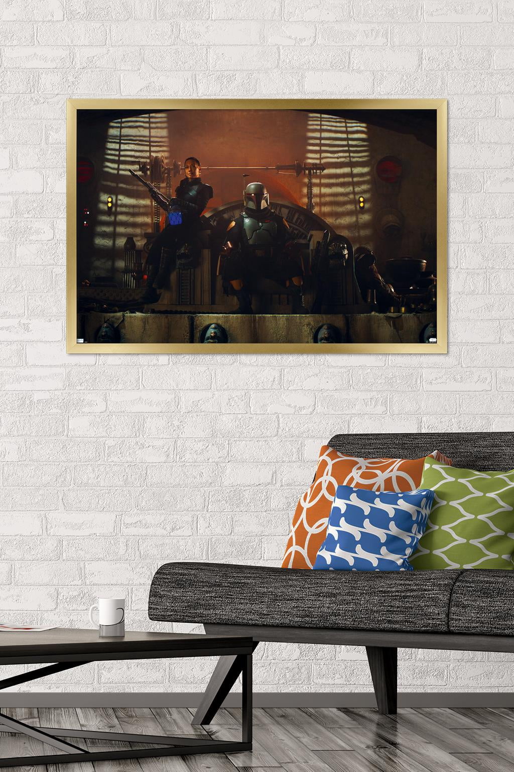 Star Wars: The Mandalorian Season 2 - Boba Fett on Jabba's Throne Wall Poster, 22.375" x 34", Framed