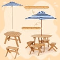 thumbnail image 4 of Costway Mesa De Picnic Para Niños, Juego De Mesa Y Silla De Madera Para Niños Con Sombrilla Ajustable En Altura Para 4 Niños, Muebles De Patio Trasero Para Interior Y Exterior, Regalo Para Niños, 4 of 4