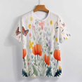 thumbnail image 3 of Watercolor Wildflowers T Shirts Basic T-Shirt Short Sleeve Ladies Tee Shirt Summer Graphic Clothing, 3 of 6