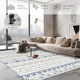 thumbnail image 4 of CCTFS Area Rugs for Living Room Bedroom Dining Room, Machine Washable Print Boho Vintage Aesthetic Carpet, Stain Resistant Floor Cover, Non Slip Low Pile Kitchen Rugs (Yellow blue 8x10ft), 4 of 7