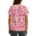 thumbnail image 3 of Womens Valentines Scrub Tops Plus Size Casual V Neck Cute Love Hearts Graphic Scrubs Loose Short Sleeve Scrub Shirts Nursing Workwear Medical Nurse Uniform with Pockets Hot Pink 2XL, 3 of 5