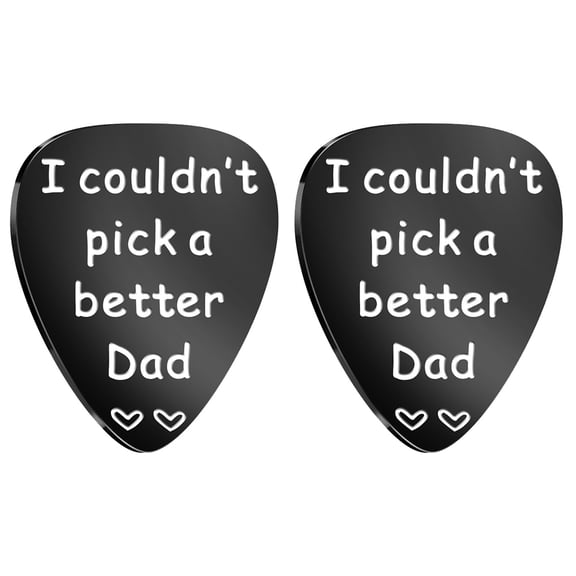 COSMOBETTY Stainless Steel Guitar Picks with English Engraving for Dad Lightweight Durable and Father's Day present Black 2pcs