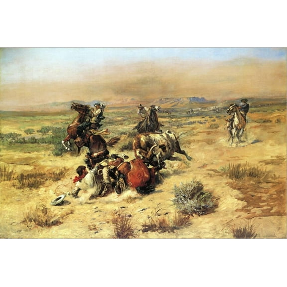 Art.com The Strenuous Life Stretched Canvas Print Wall Art by Charles Marion Russell, 24" x 16"
