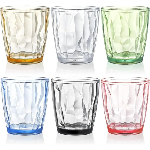 BAKER DEPOT 11 oz Colorful Reusable Acrylic Tumbler Cups (Set of 6) - Dishwasher Safe