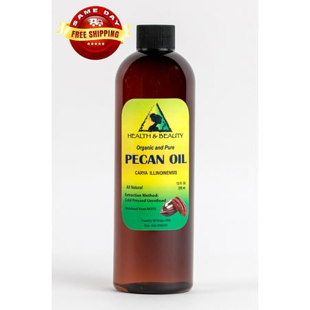 H&B Oils Center PECAN OIL UNREFINED ORGANIC CARRIER COLD PRESSED VIRGIN RAW PREMIUM PURE 12 oz