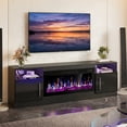 thumbnail image 3 of Waleaf 70" Fireplace TV Stand with 36'' Fireplace Up to 80" TVs, Media TV Console with Highlight Storage Cabinet, 3 of 11